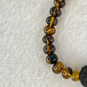 Natural Dark Brownish Yellow Flower Amber Beads Bracelet 天然抚顺金珀手链 7.13g 15.5cm 7.9mm 29 Beads - Huangs Jadeite and Jewelry Pte Ltd