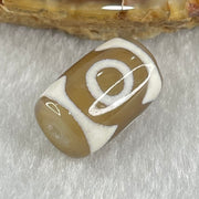 Natural Powerful Tibetan Old Oily Dark Brown With White Agate 3 Eyes Dzi Bead Heavenly Master (Tian Zhu) 三眼天诛 3.10g 15.6 by 10.6mm - Huangs Jadeite and Jewelry Pte Ltd
