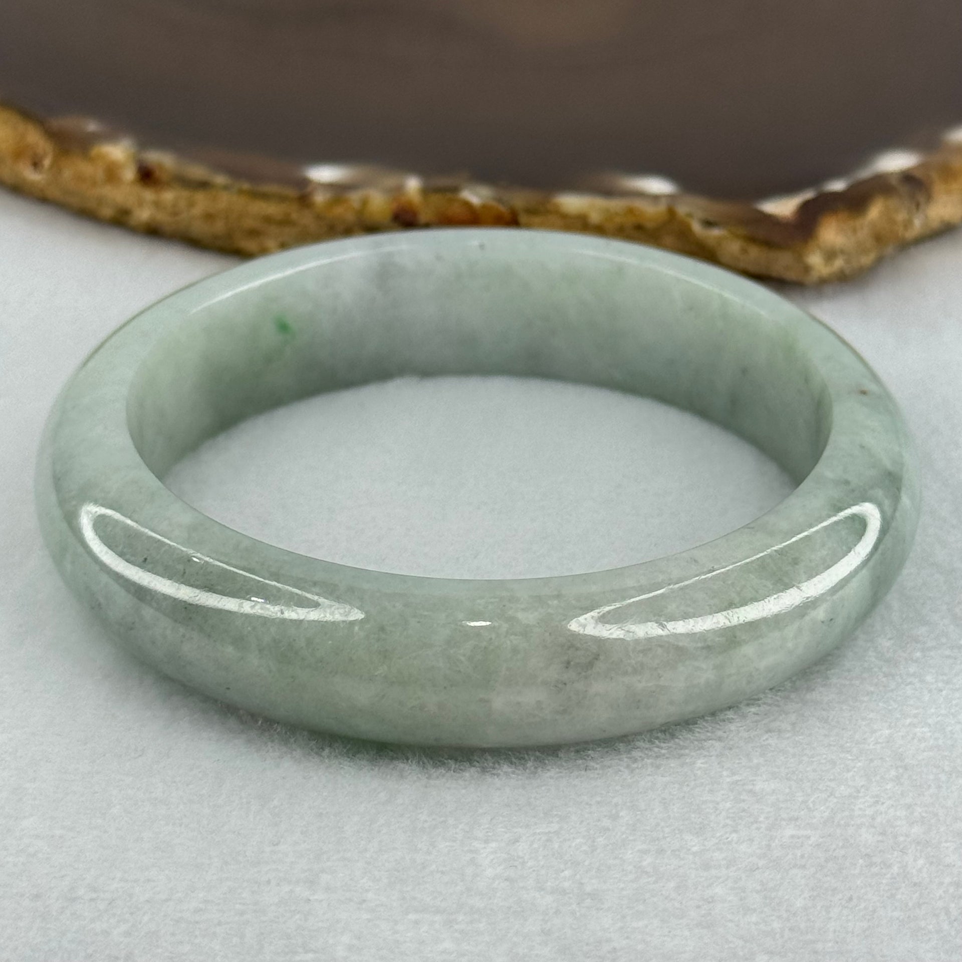 Type A Light Blueish Green Jadeite Bangle Internal Diameter 58.2mm 66.76g 14.3 by 8.9mm (Slight Internal Lines) - Huangs Jadeite and Jewelry Pte Ltd