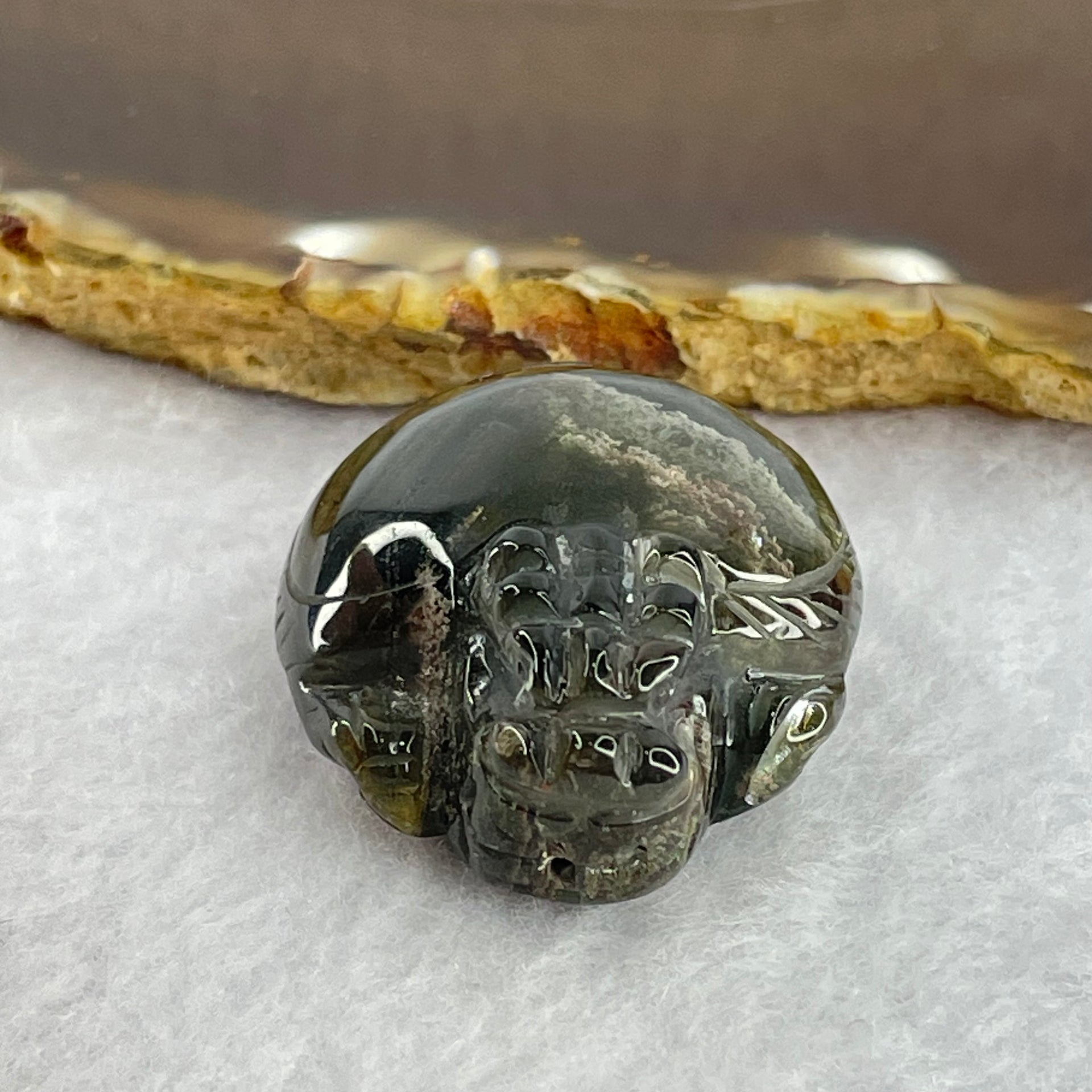 Unique Mountain Natural Green Phantom Quartz Dragon Tortoise Pendant 26.10g 39.2 by 30.3 by 16.7mm - Huangs Jadeite and Jewelry Pte Ltd