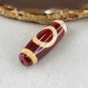 Natural Powerful Tibetan Old Oily Red White Agate One Eye Earth Element Dzi Bead Heavenly Master (Tian Zhu) 一眼土元素天珠 10.60g 37.9 by 13.5mm - Huangs Jadeite and Jewelry Pte Ltd