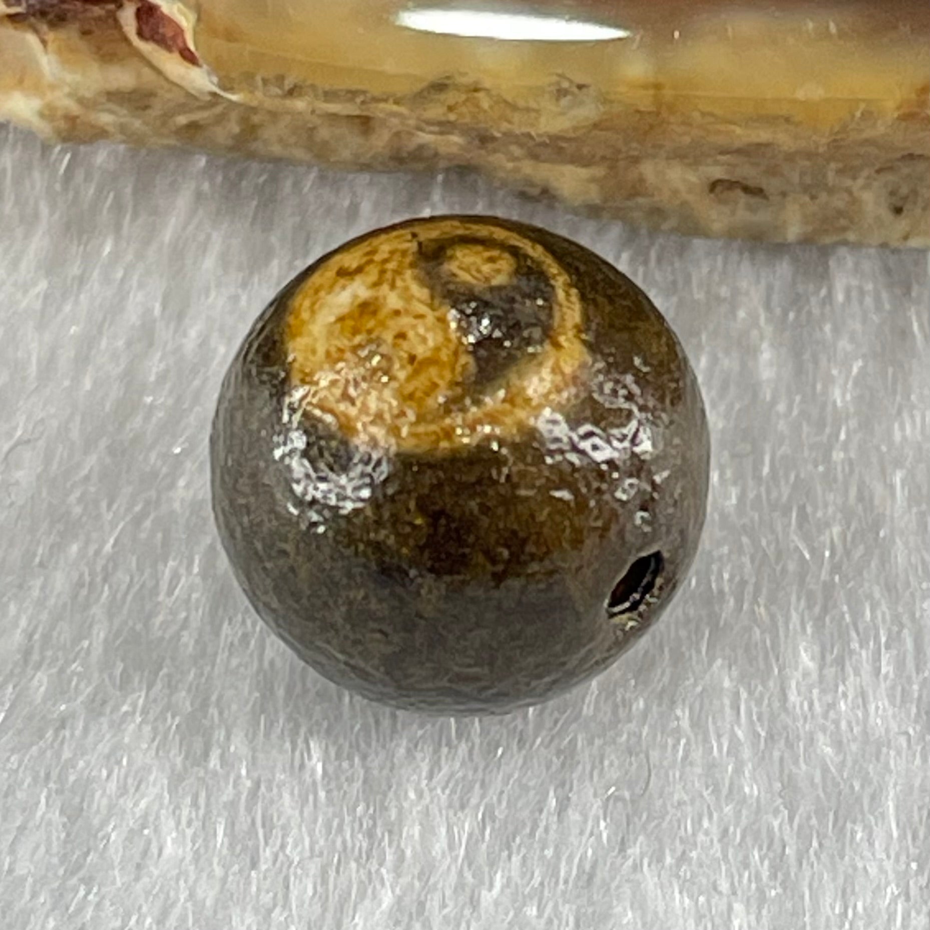 Natural Powerful Tibetan Old Oily Agate Yin Yang Bead Heavenly Master (Tian Zhu) 1.43g 10.0 by 10.3mm - Huangs Jadeite and Jewelry Pte Ltd