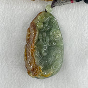 Grand Master Type A Light Green with Yellow Patches Jadeite Dragon Double Side Pendant 100.73g 35.0 by 43.3 by 20.9mm - Huangs Jadeite and Jewelry Pte Ltd