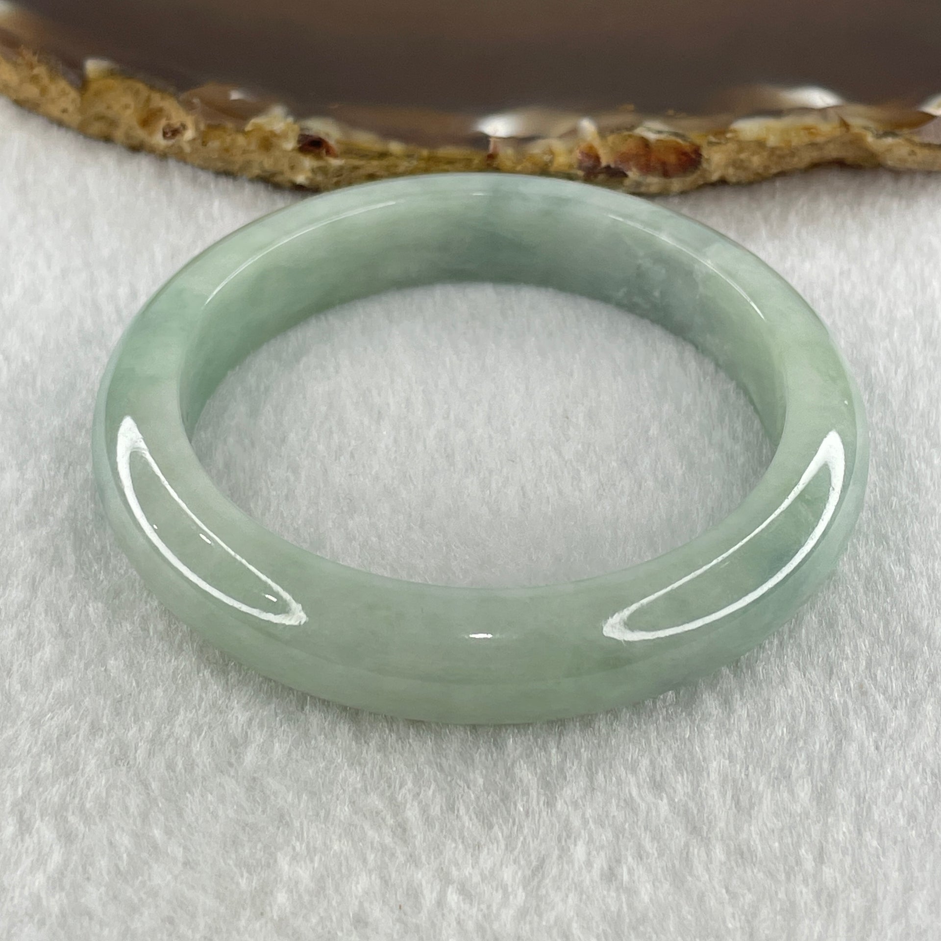 Natural Type A Light Green with Rare Blue Patch Jadeite Bangle 42.26g Inner Diameter 51.4mm 11.0 by 8.1mm (Very Very Slight Internal Lines) - Huangs Jadeite and Jewelry Pte Ltd