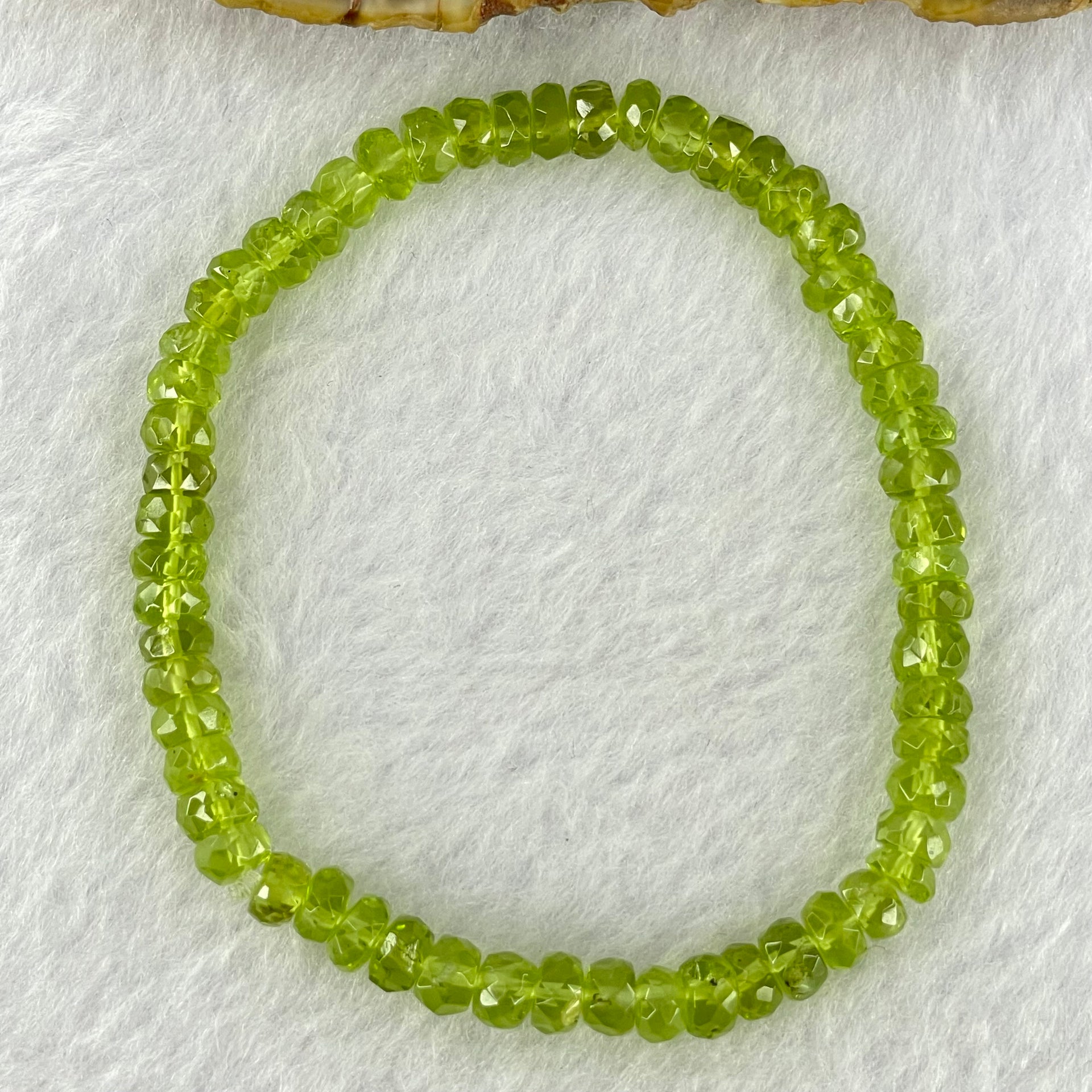 Natural Faceted Peridot Beads Bracelet 天然绿橄榄石手链 10.58g 16cm 5.7mm 58 Beads - Huangs Jadeite and Jewelry Pte Ltd
