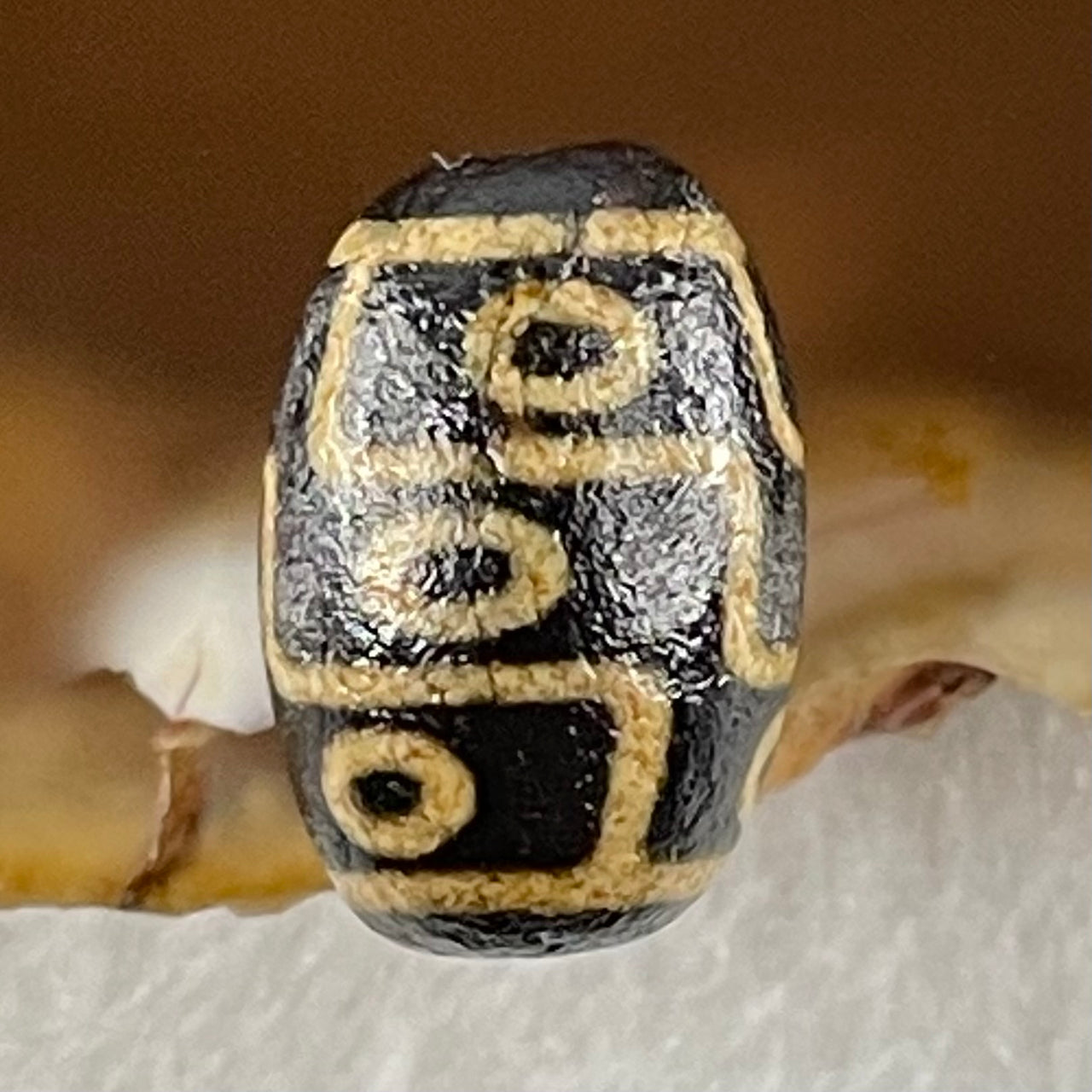 Natural Powerful Tibetan Old Oily Agate 9 Eyes Dzi Bead Heavenly Master (Tian Zhu) 九眼天诛 2.01g 14.2 by 9.9mm - Huangs Jadeite and Jewelry Pte Ltd