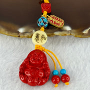 Natural Red Cinnabar Milo Buddha Pendent 15.90g 25.6 by 21.5 by 10.3mm - Huangs Jadeite and Jewelry Pte Ltd