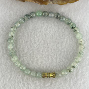 Natural Type A Semi Icy Light Green & Wuji Piao Hua Jadeite Beads Bracelet |(10.15g | 15.5cm | 5.8mm x 32 Beads | Heart, Root & Throat Chakra Synergy, "Wuji" Spatial Shield & Feng Shui Serenity Anchor) - Huangs Jadeite and Jewelry Pte Ltd