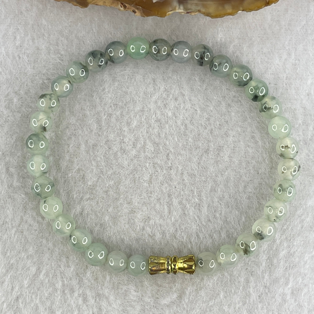 Natural Type A Semi Icy Light Green & Wuji Piao Hua Jadeite Beads Bracelet |(10.15g | 15.5cm | 5.8mm x 32 Beads | Heart, Root & Throat Chakra Synergy, "Wuji" Spatial Shield & Feng Shui Serenity Anchor) - Huangs Jadeite and Jewelry Pte Ltd