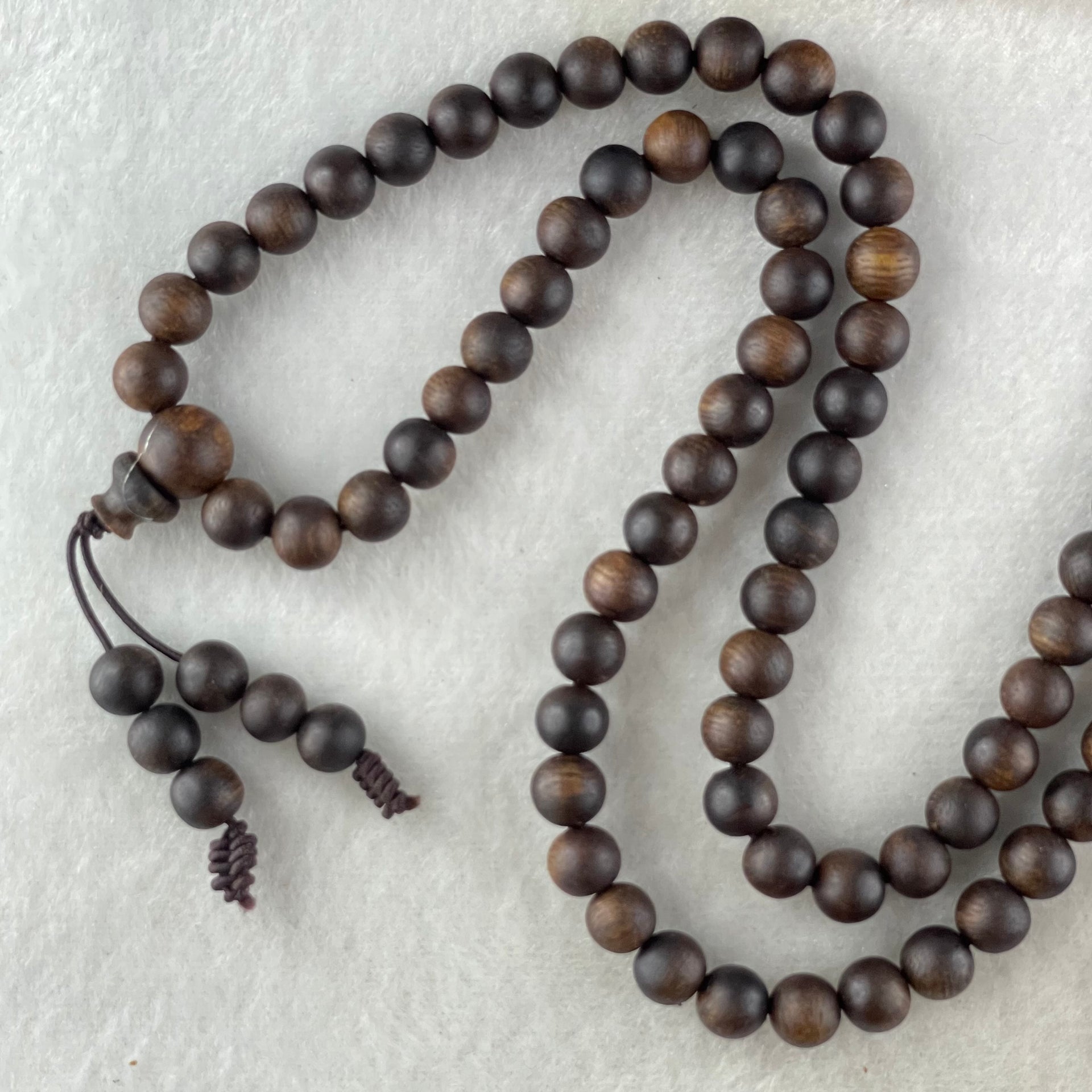 Natural Vietnam Agarwood Beads Necklace 21.14g 68cm 6.9mm 108 Beads - Huangs Jadeite and Jewelry Pte Ltd