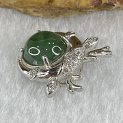 Type A Semi Icy Blueish Green Jadeite in S925 Sliver Reindeer with Crystal Charm 2.73g 9.5 by 4.5mm - Huangs Jadeite and Jewelry Pte Ltd
