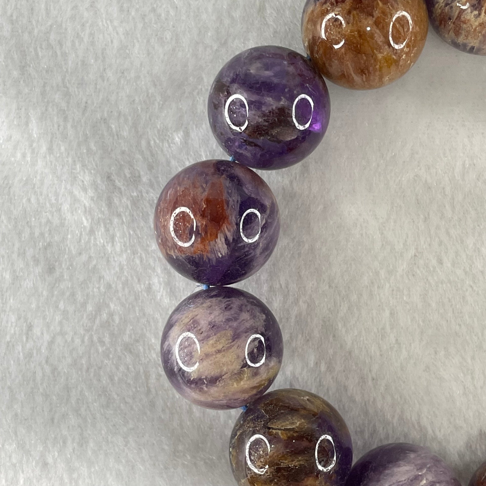 Above Average Grade Natural Amethyst Phantom Quartz Beads Bracelet 天然紫幽灵水晶手链 111.14g 19cm 19.0mm 13 Beads - Huangs Jadeite and Jewelry Pte Ltd