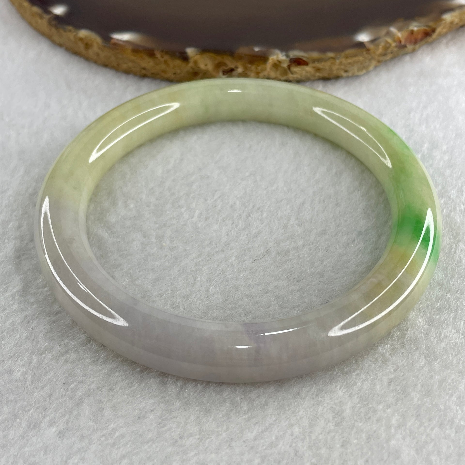 Natural Type A Light Green with Apple Green and Lavender Piao Hua Jadeite Bangle 57.80g Inner Diameter 62.0mm 9.9 by 11.1mm (Close to Perfect) - Huangs Jadeite and Jewelry Pte Ltd