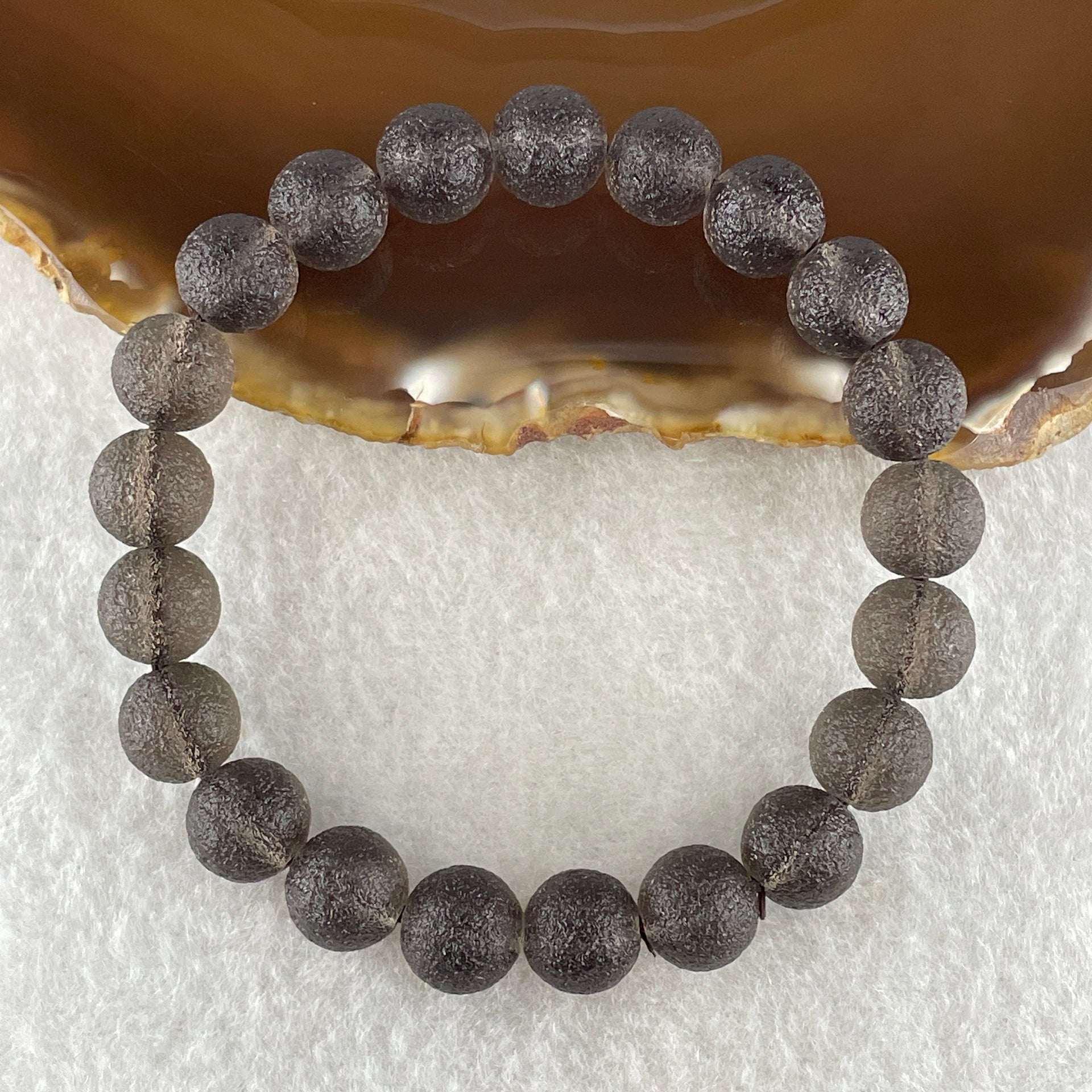 Grey Liuli Beads Bracelet 20.48g 16cm 9.5mm 21Beads - Huangs Jadeite and Jewelry Pte Ltd