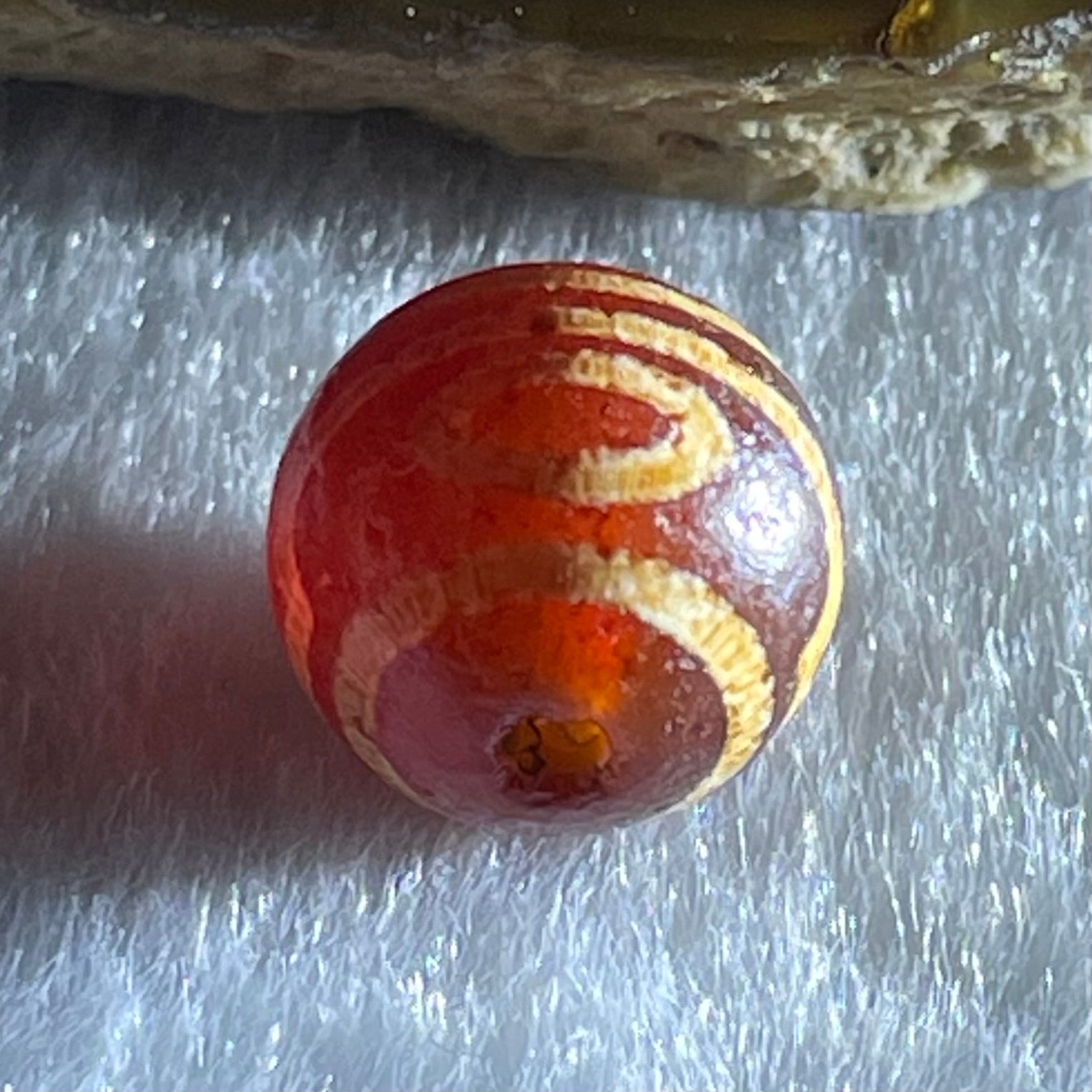 Natural Powerful Tibetan Old Oily Agate 2 Eye Dzi Bead Heavenly Master (Tian Zhu) 二眼天珠 1.42g 10.1 by 10.3mm - Huangs Jadeite and Jewelry Pte Ltd