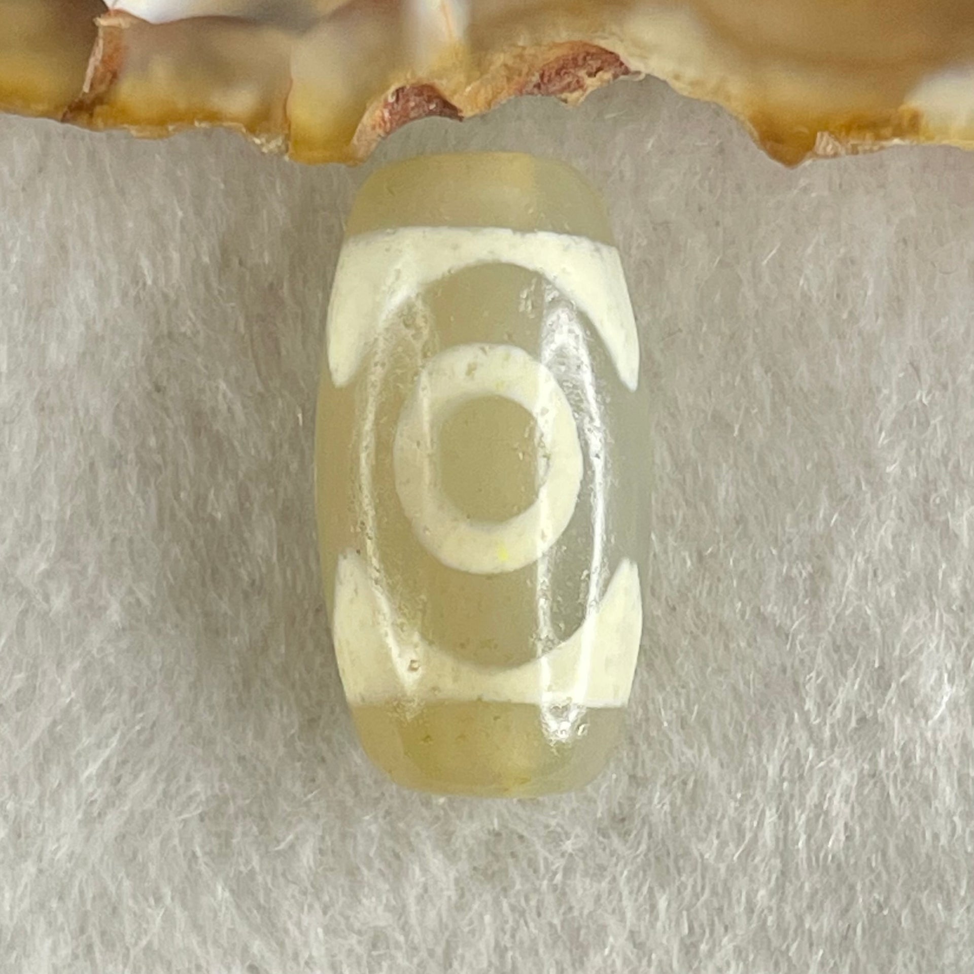 Natural Powerful Tibetan Old Oily Agate 3 Eyes Dzi Bead Heavenly Master (Tian Zhu) 三眼天诛 3.31g 20.1 by 10.6mm - Huangs Jadeite and Jewelry Pte Ltd