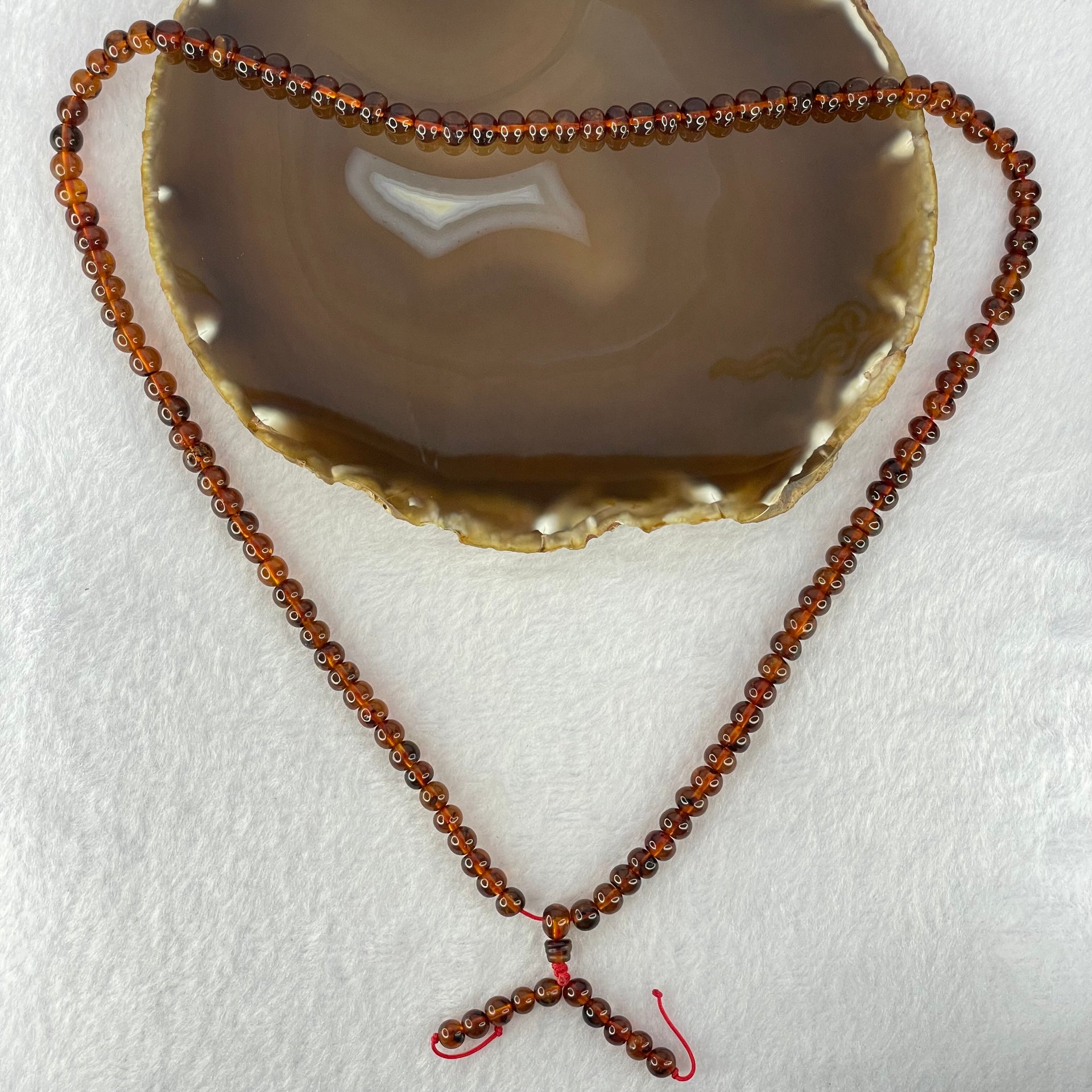 Natural Blood Red Amber Beads Necklace 天然血珀项链 16.14g 58cm 6.1mm 108 Beads - Huangs Jadeite and Jewelry Pte Ltd