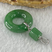 Type A Blueish Green Jadeite Ping An Kou Donut 18.5 by 4.9mm Lulu Tong 5.9 by 6.2mm in 18k White Gold Pendant 3.83g - Huangs Jadeite and Jewelry Pte Ltd