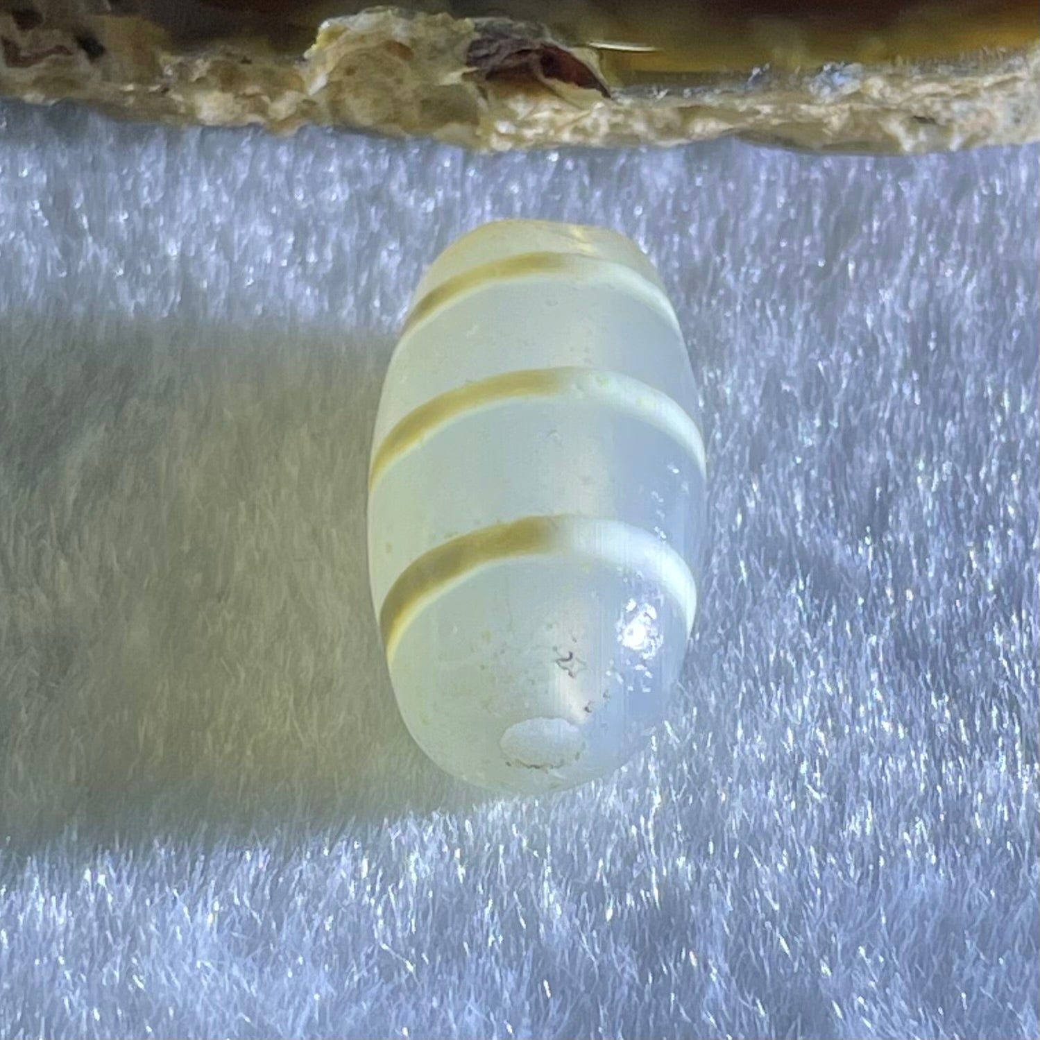 Natural Powerful Tibetan Old Oily Agate 3-Lines Dzi Bead Heavenly Master (Tian Zhu) 三行天诛 3.31g 20.2 by 10.7mm - Huangs Jadeite and Jewelry Pte Ltd