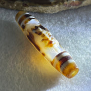 Natural Powerful Tibetan Old Oily Agate Zha Ji La Mu Female Cai Shen Carvings on 9 Eyes Dzi Bead Heavenly Master (Tian Zhu) 九眼扎基拉姆女财神天珠 13.88g 57.4 by 13.3mm - Huangs Jadeite and Jewelry Pte Ltd