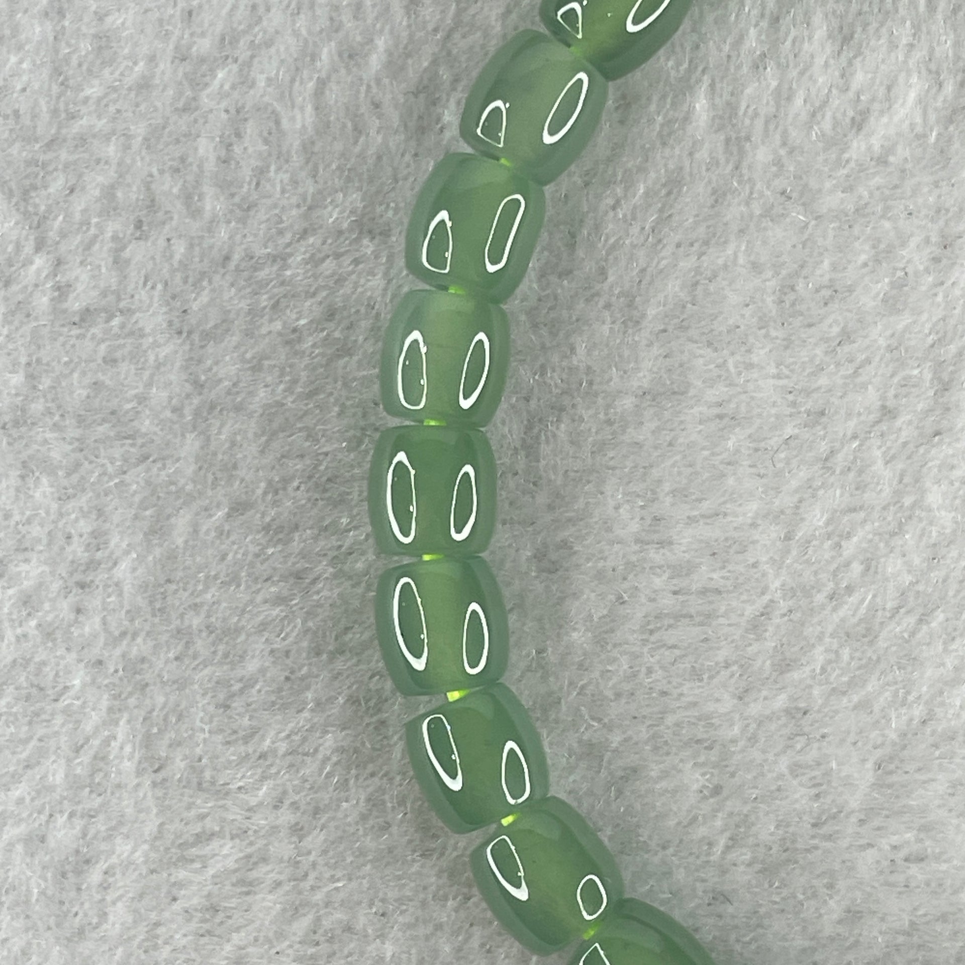 Natural Type A Semi Icy Light Blueish Green Jadeite Lulutong Beads Bracelet 16.01g 16cm 6.4mm 28 Beads - Huangs Jadeite and Jewelry Pte Ltd