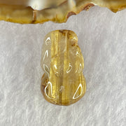 Natural Golden Rutilated Quartz Pixiu Charm 4.07g 20.6 by 12.3 by 9.5mm - Huangs Jadeite and Jewelry Pte Ltd