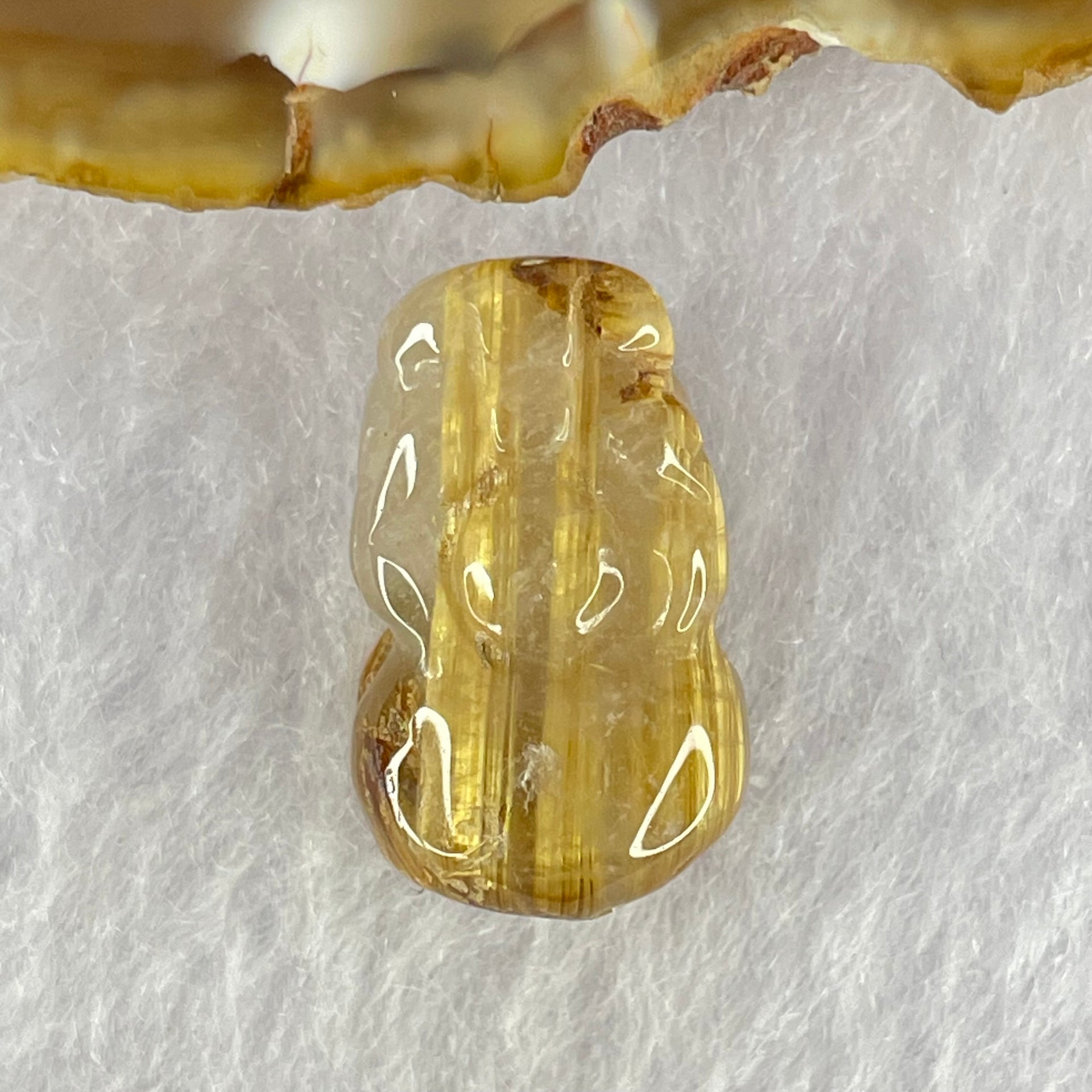 Natural Golden Rutilated Quartz Pixiu Charm 4.07g 20.6 by 12.3 by 9.5mm - Huangs Jadeite and Jewelry Pte Ltd