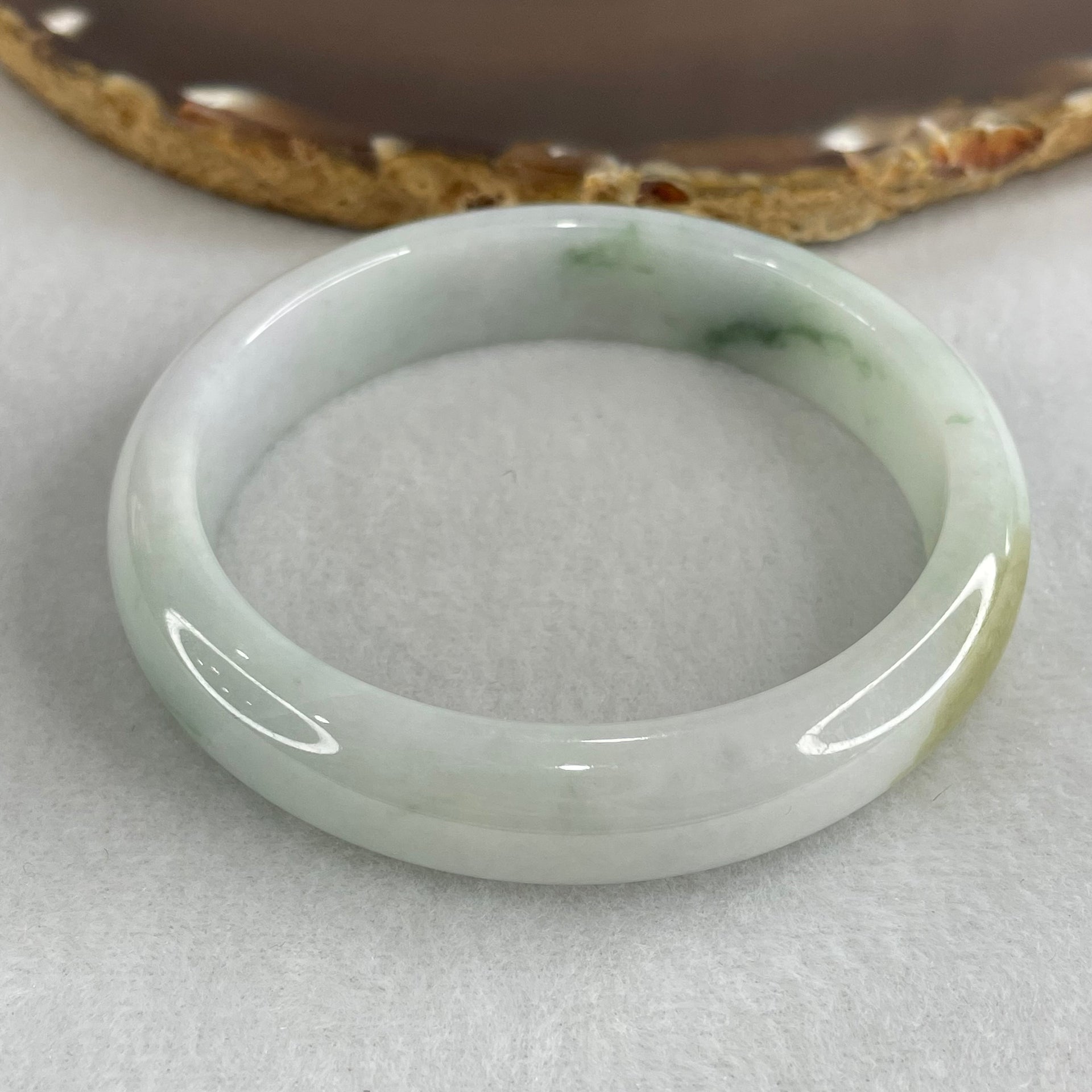 Type A Light Blueish Green with Dark Blueish Green Piao Hua Jadeite Bangle 48.93g Inner Diameter 56.5mm 12.9 by 7.3mm (Internal Line) - Huangs Jadeite and Jewelry Pte Ltd