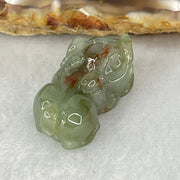 Type A Dark Brown on Blueish Green Jadeite Pixiu Charm 7.34g 24.8 by 14.0 by 11.2mm - Huangs Jadeite and Jewelry Pte Ltd