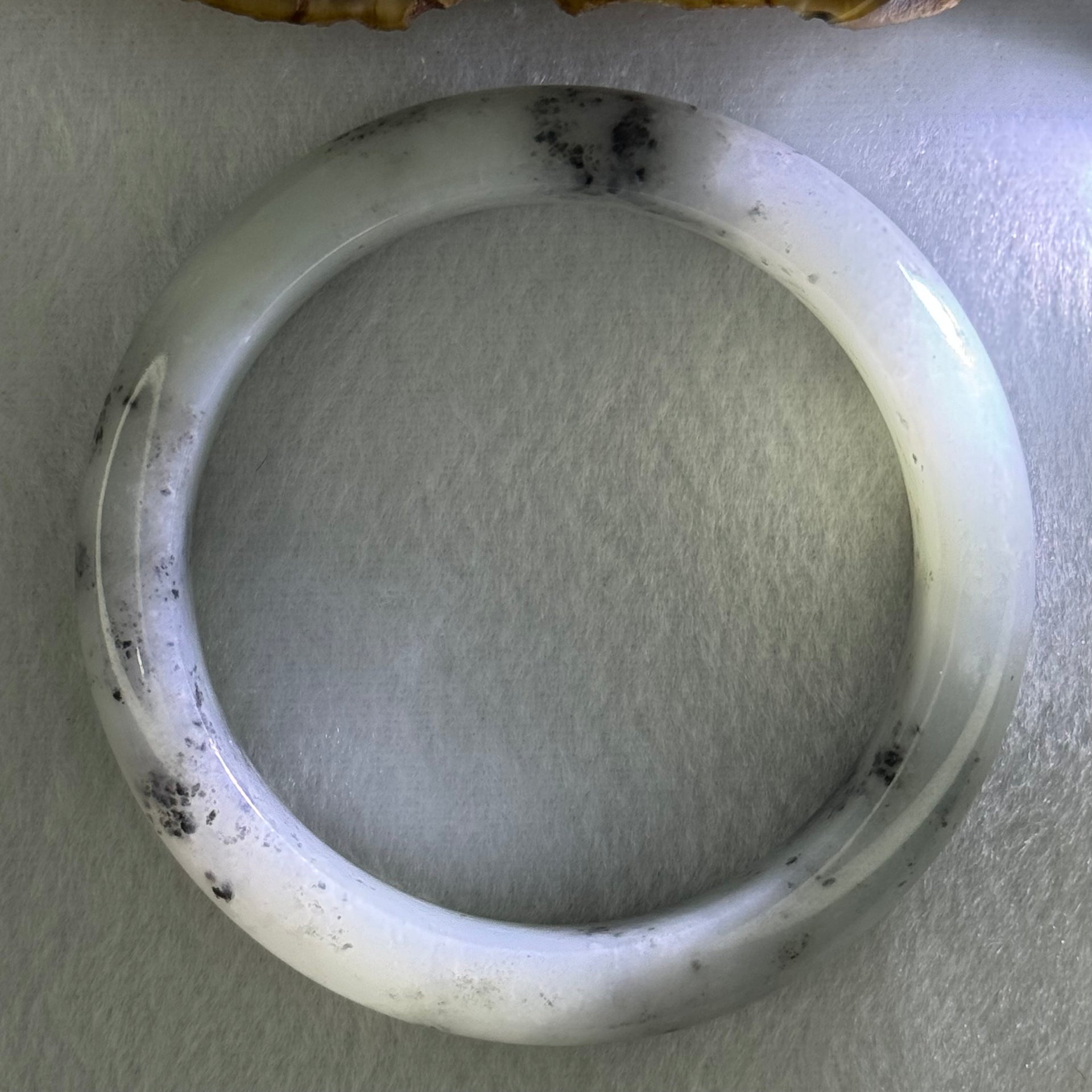Type A Faint Green Lavender with Back Patches Jadeite Bangle Internal Diameter 56.7mm 67.39g  13.4 by 10.0mm (Very Slight Internal Lines) - Huangs Jadeite and Jewelry Pte Ltd