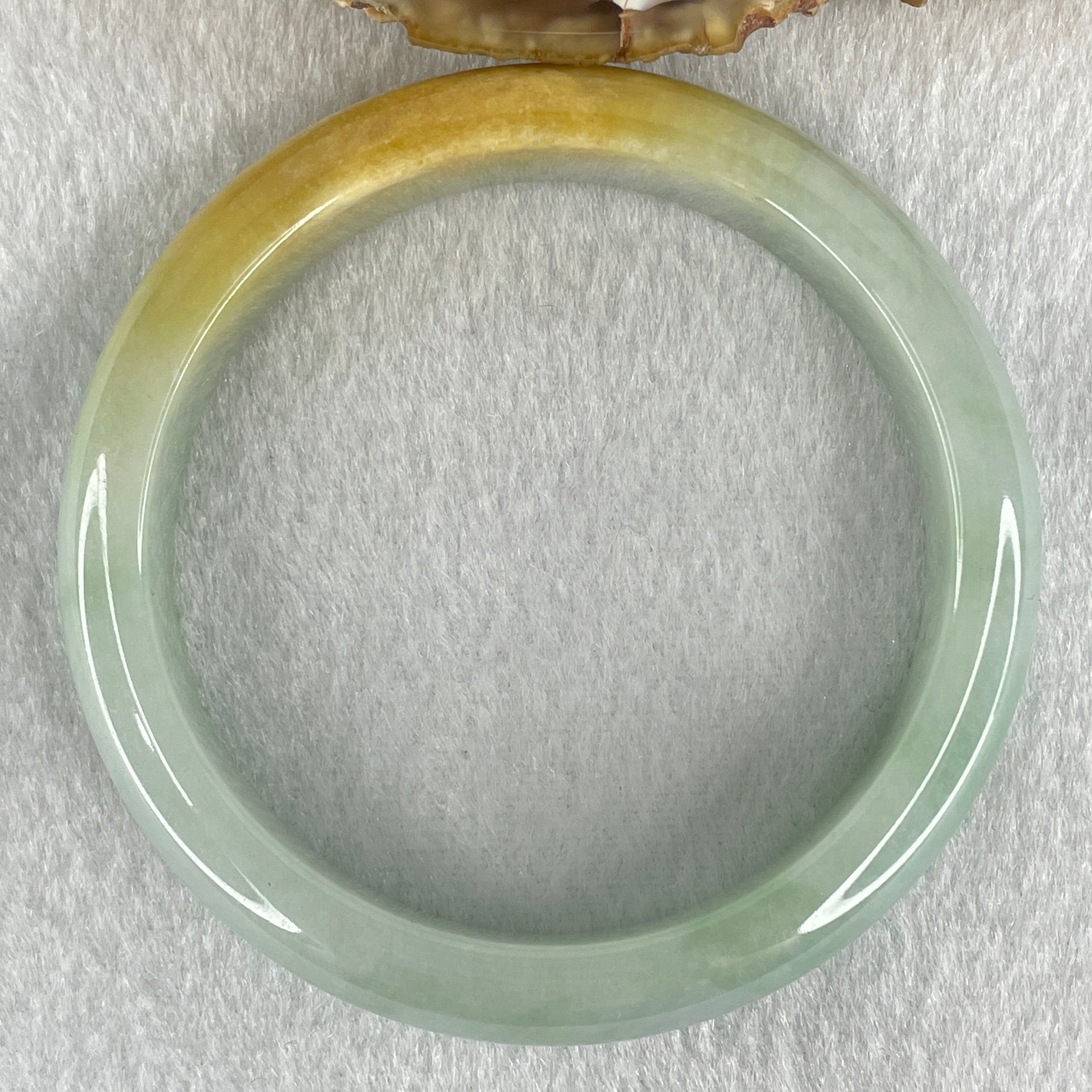 Type A Light Green with Yellow Piao Hua Jadeite Bangle 47.89g Internal Diameter 55.6mm 12.2 by 7.6mm (Slight Internal Lines) - Huangs Jadeite and Jewelry Pte Ltd