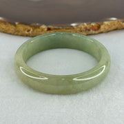 Type A Full Green Jadeite Oval Bangle Internal Diameter 55.4mm 11.9 by 6.5mm (Very Slight Fine Internal Lines) - Huangs Jadeite and Jewelry Pte Ltd