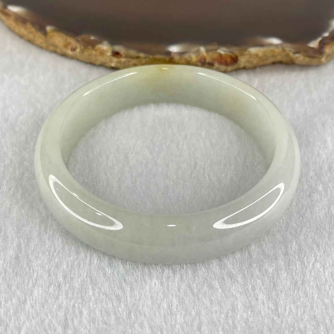 Type A Faint Green with Faint Lavender and Yellow Spot Jadeite Bangle 53.71g Internal Diameter 54.0mm 13.9 by 7.7mm (Very Slight Internal Lines) - Huangs Jadeite and Jewelry Pte Ltd