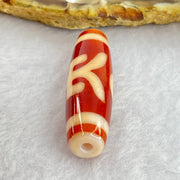 Natural Powerful Tibetan Old Oily Orange Red White Agate Patina Guiren Tairen Human Dzi Bead Totem Amulet Heavenly Master (Tian Zhu) 贵人天诛 8.39g 38.7 by 11.9mm - Huangs Jadeite and Jewelry Pte Ltd