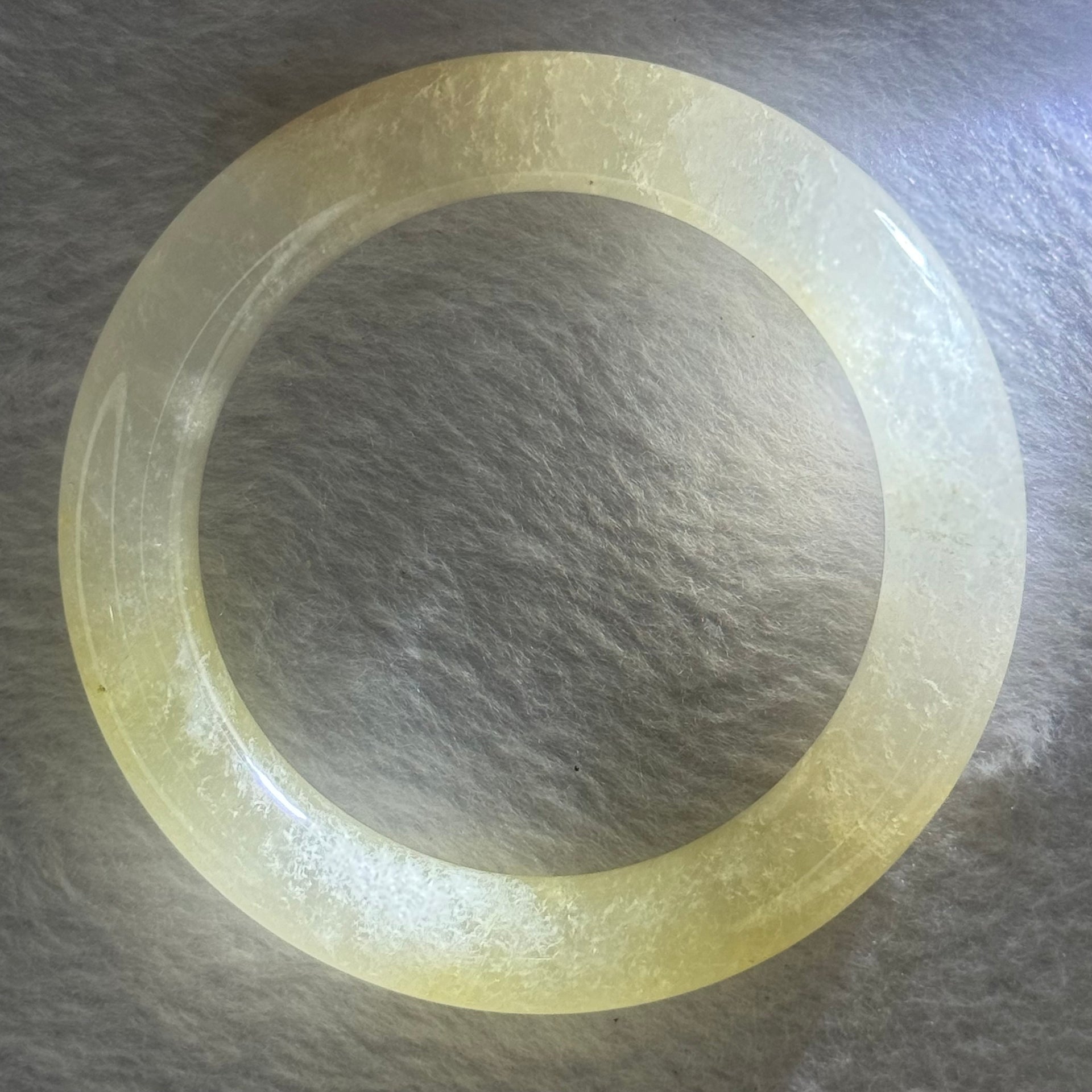 Transparent Yellow to White Quartzite Jade Bangle 天山玉手镯 Internal Diameter 56.9mm 60.55g 11.7 by 11.7mm - Huangs Jadeite and Jewelry Pte Ltd