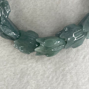 Certified Natural Type A Blueish Green Jadeite Dragon Bracelet 55.07g 16.5cm 16.0mm Dragon Head - 14.0mm 13 Pcs - Huangs Jadeite and Jewelry Pte Ltd