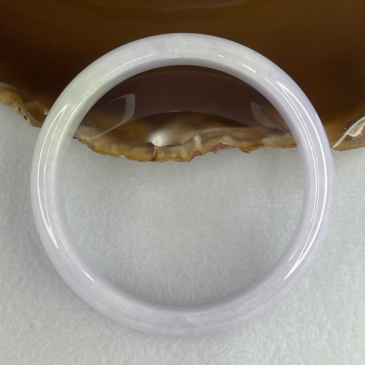 Natural Type A Multicolor Jadeite Bangle | 53.6mm Light Lavender with Faint Green Accents | Classic Premium "Fei Cui" Round Wrist Heirloom 40.91g 12.9x6.9mm (Internal Lines)