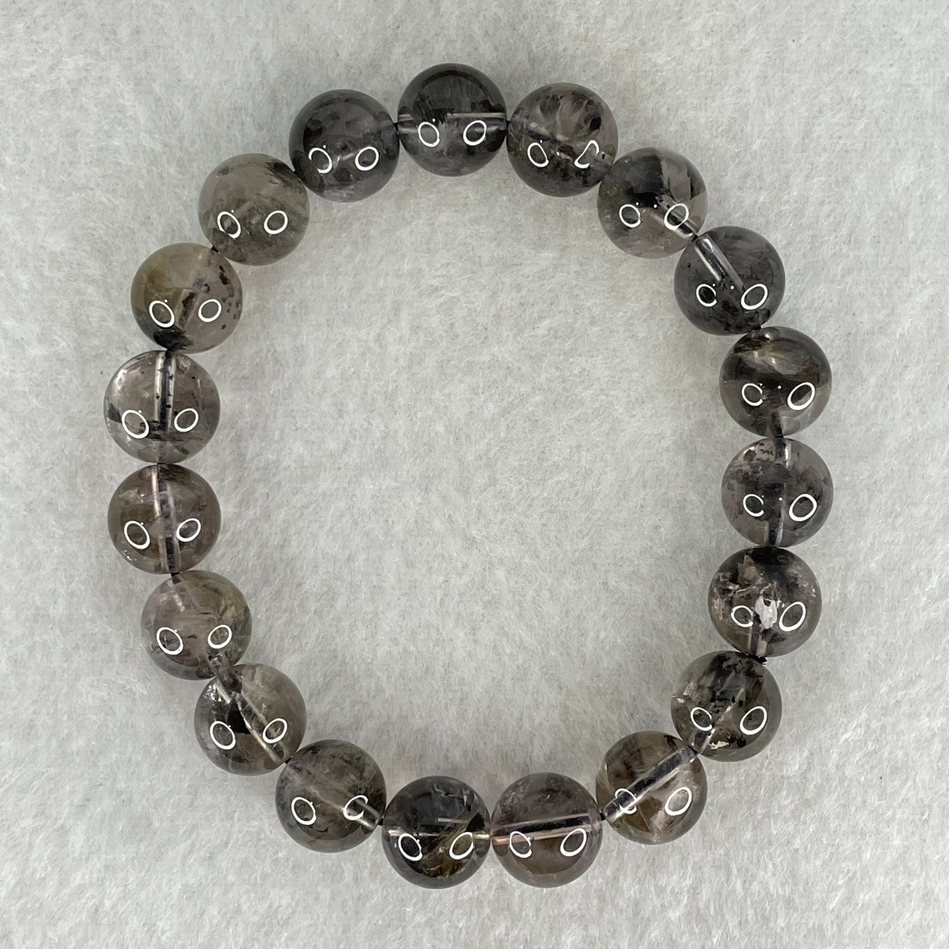 Natural Black Auralite Quartz Beads Bracelet 27.50g 16cm 10.3mm 19 Beads - Huangs Jadeite and Jewelry Pte Ltd