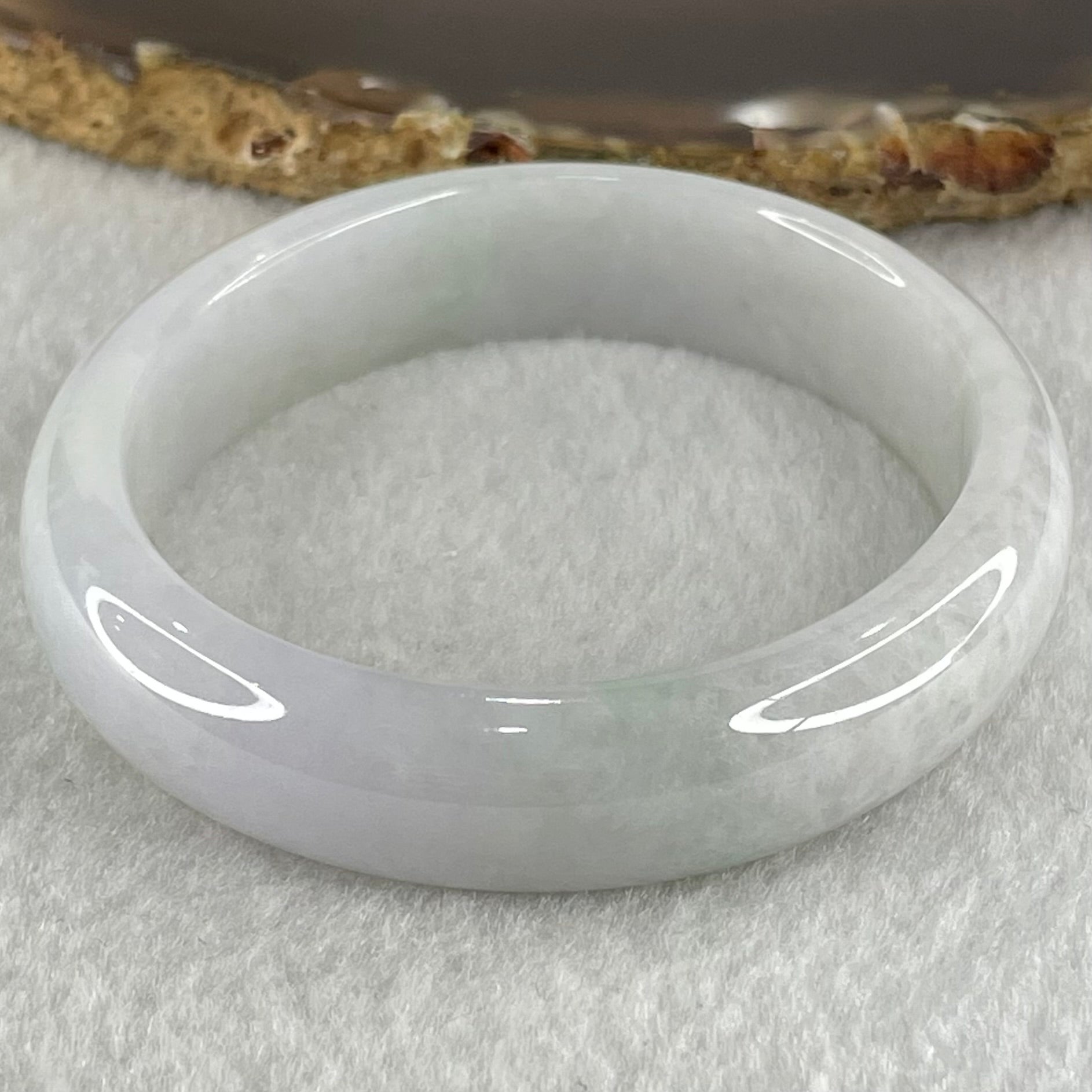 Type A Light Lavender Green Jadeite Oval Bangle 41.16g Internal Diameter 53.6mm 12.7 by 6.6mm (Very Slight Internal Lines) - Huangs Jadeite and Jewelry Pte Ltd