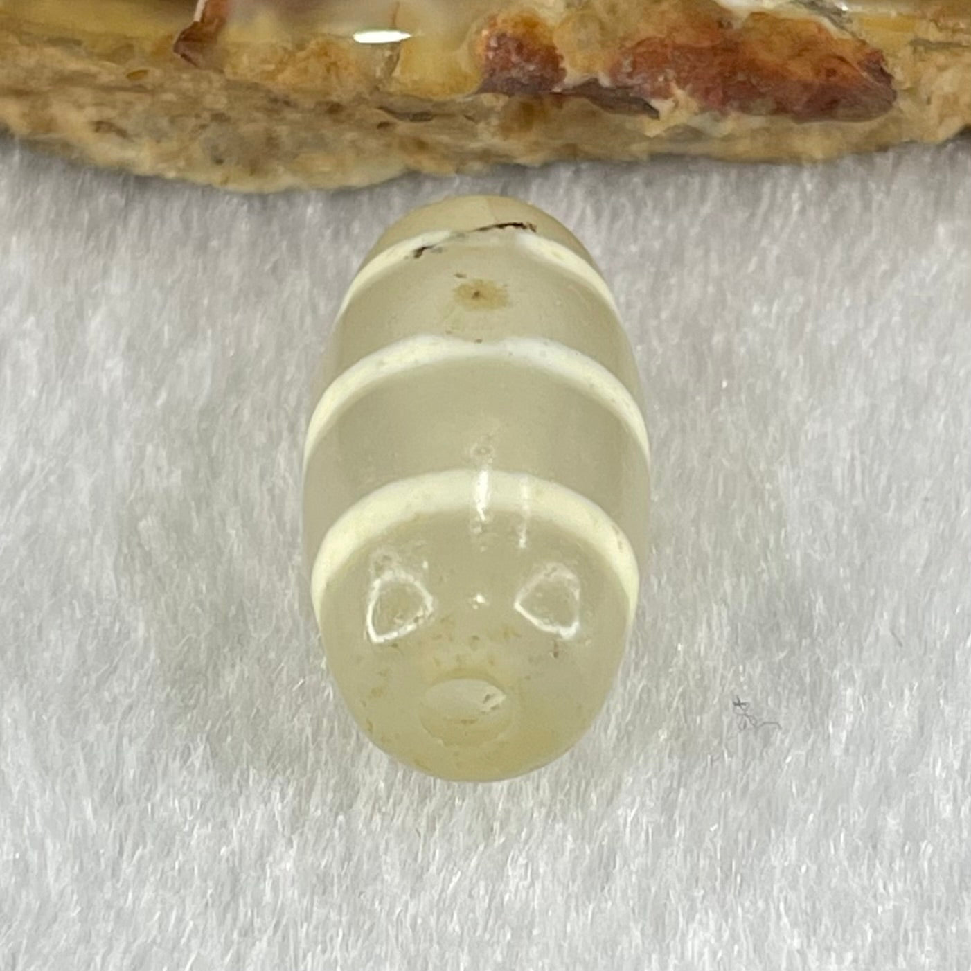Natural Powerful Tibetan Old Oily Agate 3-Lines Dzi Bead Heavenly Master (Tian Zhu) 三行天诛 3.09g 19.8 by 10.2mm - Huangs Jadeite and Jewelry Pte Ltd