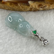 Natural Type A Semi Icy Lavender Jadeite Calabash Hulu Pendant in Stainless Steel Clasp 3.55g 27.2 by 13.8 by 6.4mm - Huangs Jadeite and Jewelry Pte Ltd