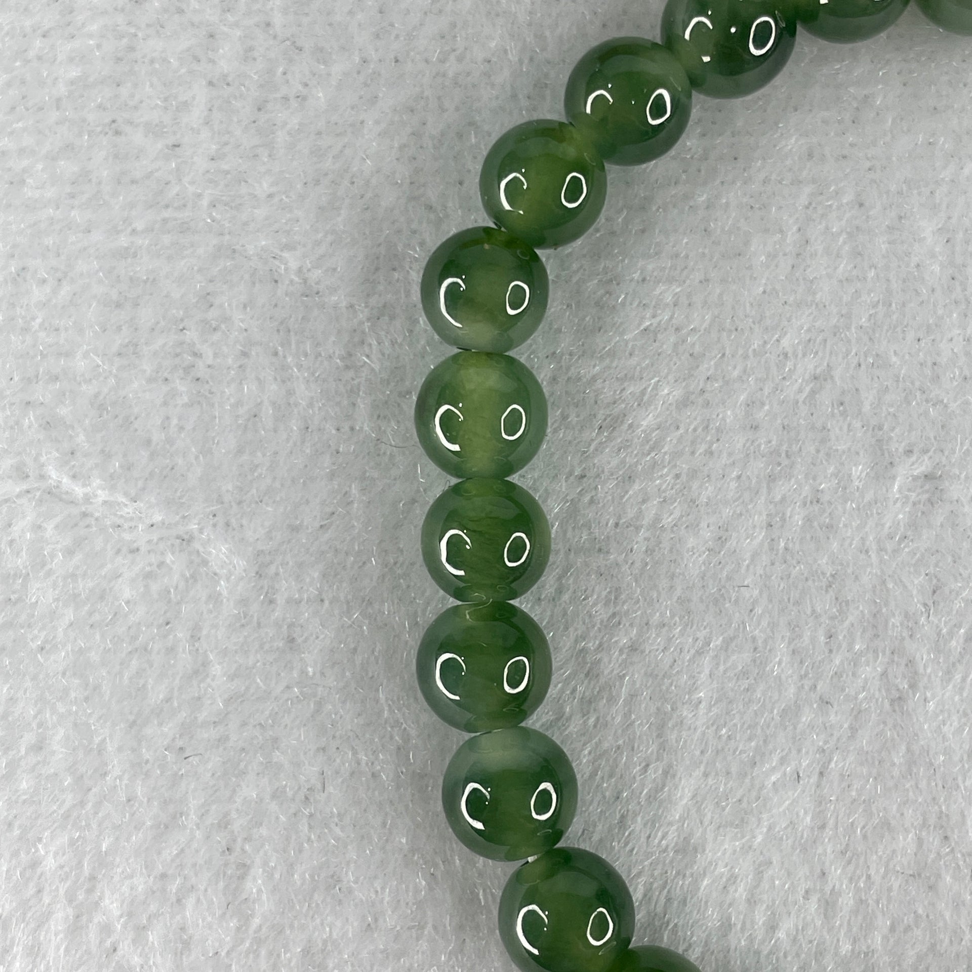 High Grade Natural Type A Blueish Green Jadeite Beads Bracelet 13.88g 15.5cm 6.6mm 29 Beads - Huangs Jadeite and Jewelry Pte Ltd