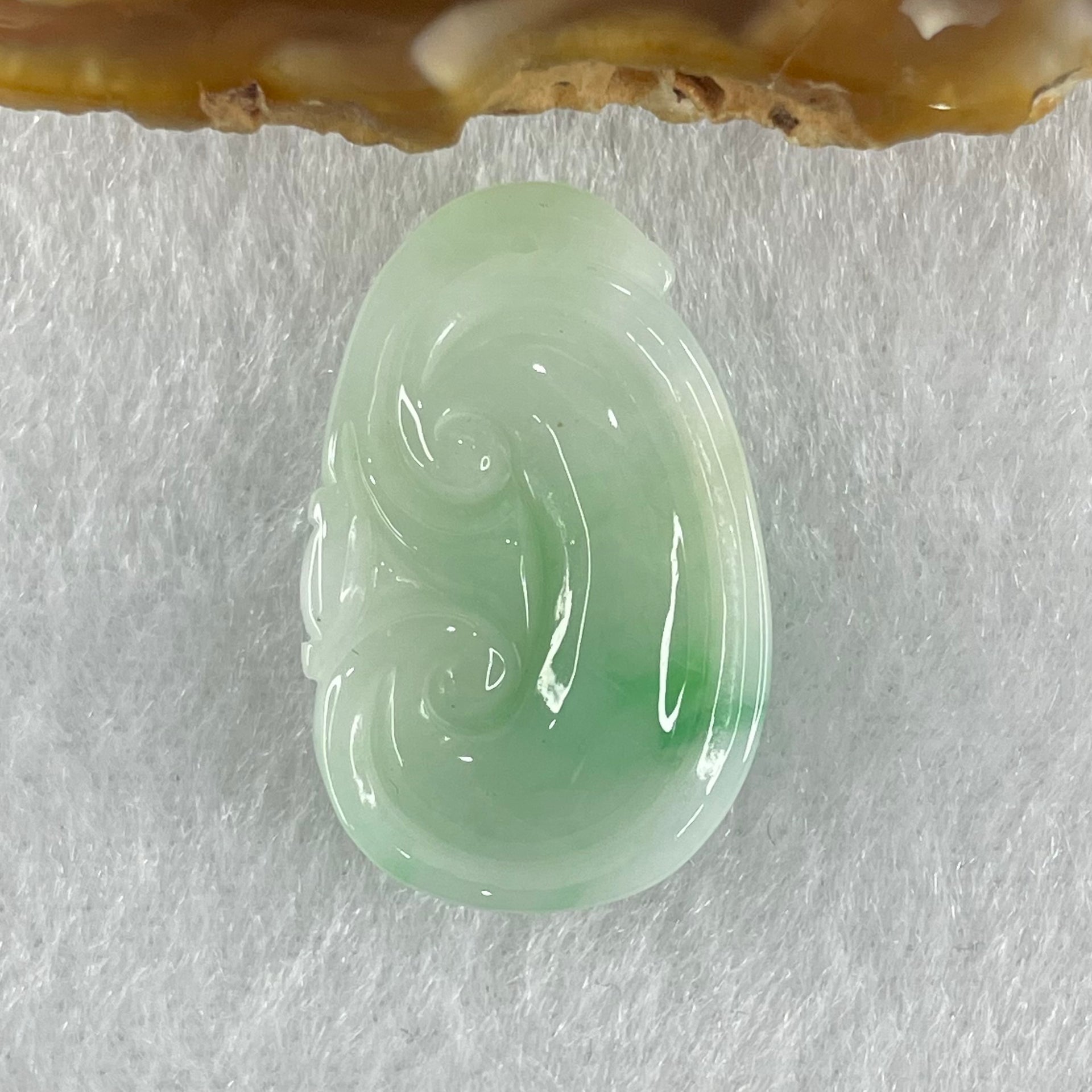Type A Faint Lavender with Spicy Green Patches Jadeite Ruyi Pendant 4.63g 26.4 by 16.8 by 6.2mm - Huangs Jadeite and Jewelry Pte Ltd
