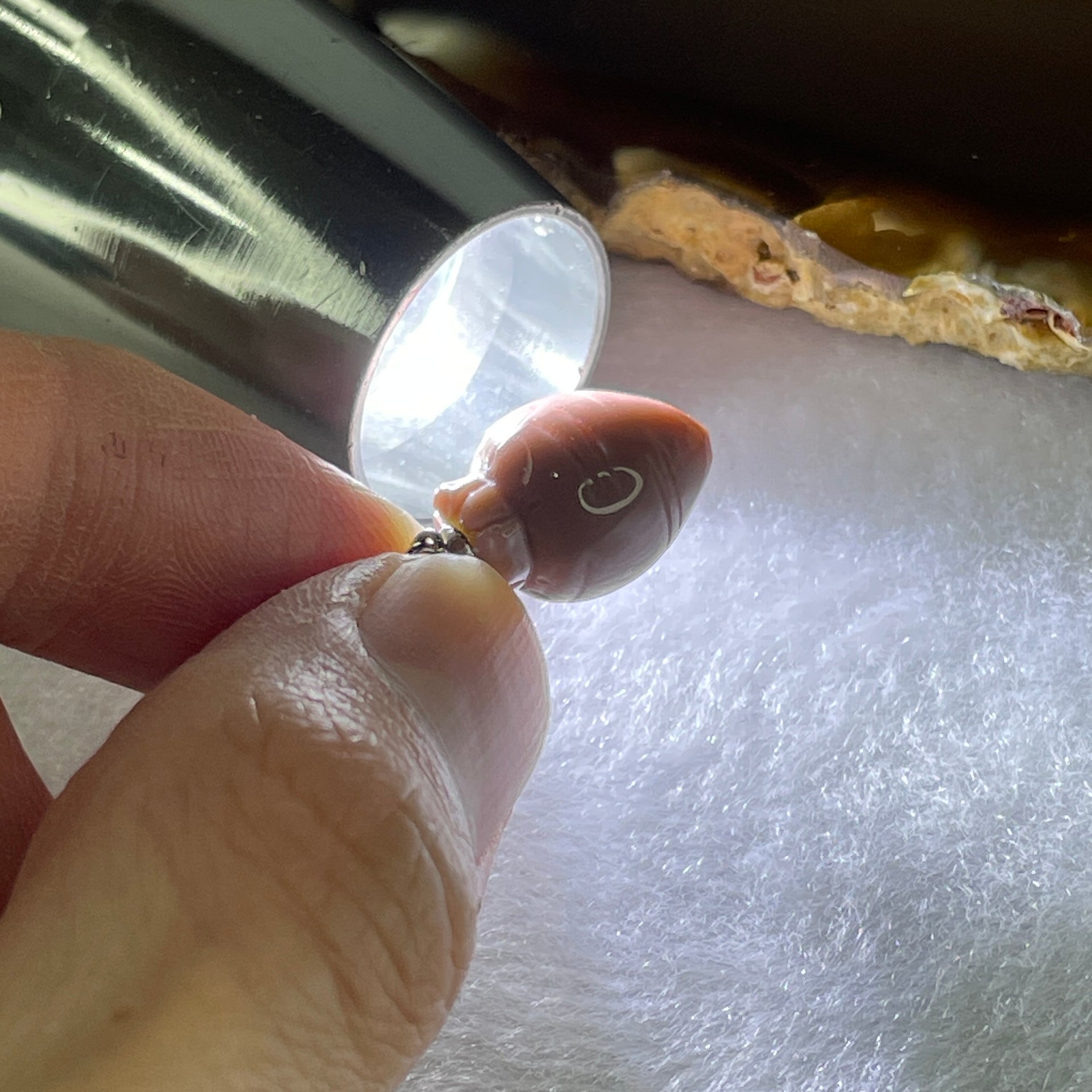 Natural Pink Gobi Agate Carrot Charm 2.28g 16.0 by 10.7mm - Huangs Jadeite and Jewelry Pte Ltd