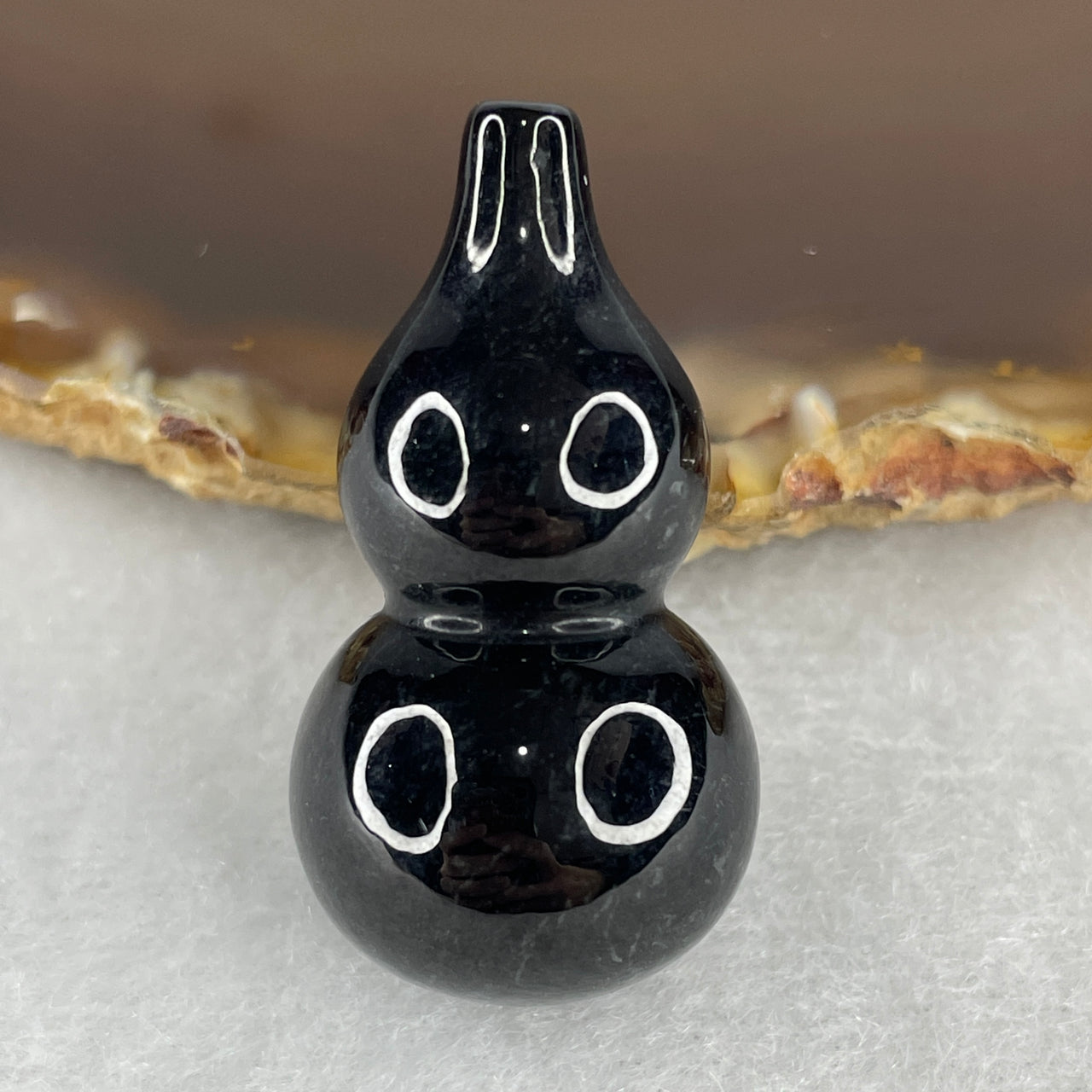 Harmony, Protection Stone - Certified Natural Type A Black Jadeite Mini Hulu Display 17.77g 35.6 by 19.0mm