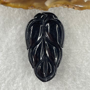 Type A Opaque Black Omphacite Leaf Pendant Charm 5.60g 31.5 by 18.0 by 5.7mm - Huangs Jadeite and Jewelry Pte Ltd