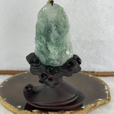 Grand Master Type A Green Lavender Piao Hua Jelly Jadeite Dragon Pendant 83.87g 79.4 by 46.7 by 23.0mm with Wooden Stand for Display - Huangs Jadeite and Jewelry Pte Ltd