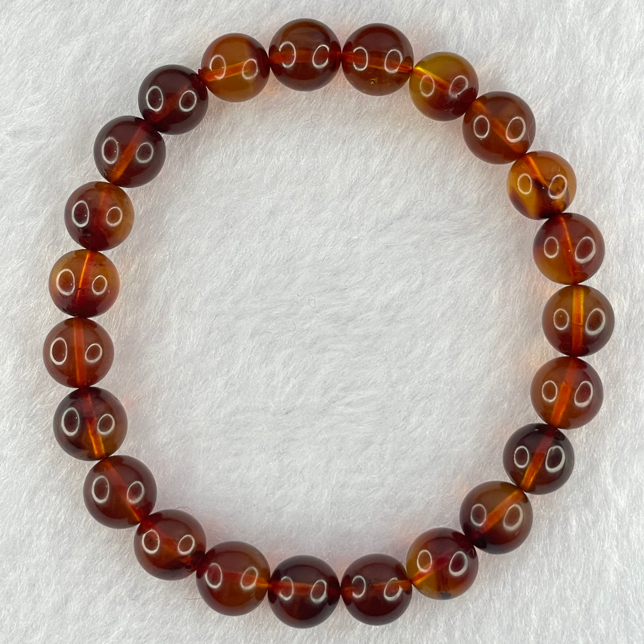 Natural Purple Amber Beads Bracelet 天然紫蜜琥珀手链 7.00g 15.5cm 8.4mm 23 Beads - Huangs Jadeite and Jewelry Pte Ltd