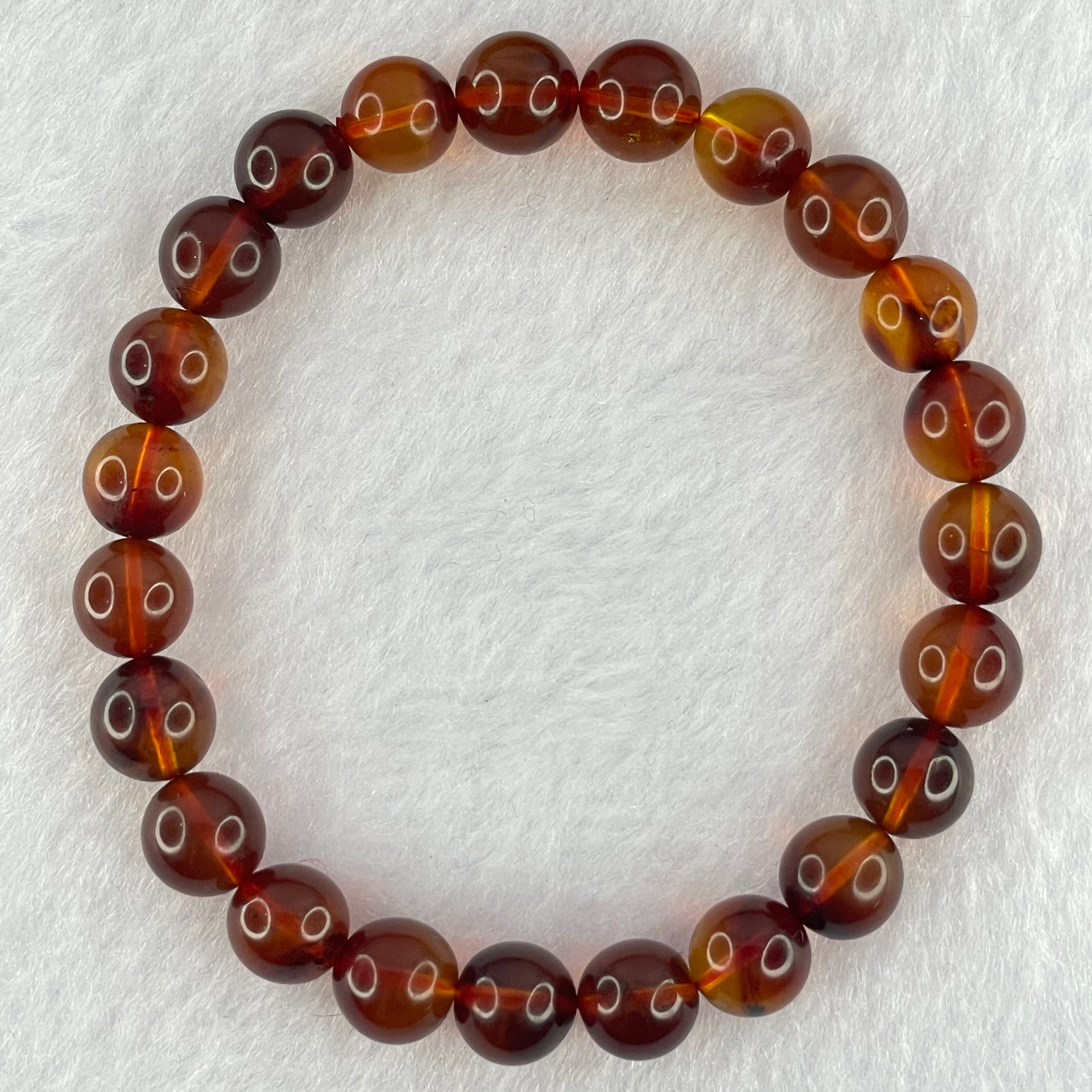 Natural Purple Amber Beads Bracelet 天然紫蜜琥珀手链 7.00g 15.5cm 8.4mm 23 Beads - Huangs Jadeite and Jewelry Pte Ltd