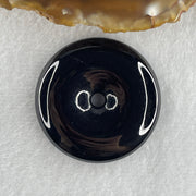 Type A Opaque Black Omphacite Jadeite Ping An Kou Donut Pendant 28.01g 40.4 by 8.2mm - Huangs Jadeite and Jewelry Pte Ltd